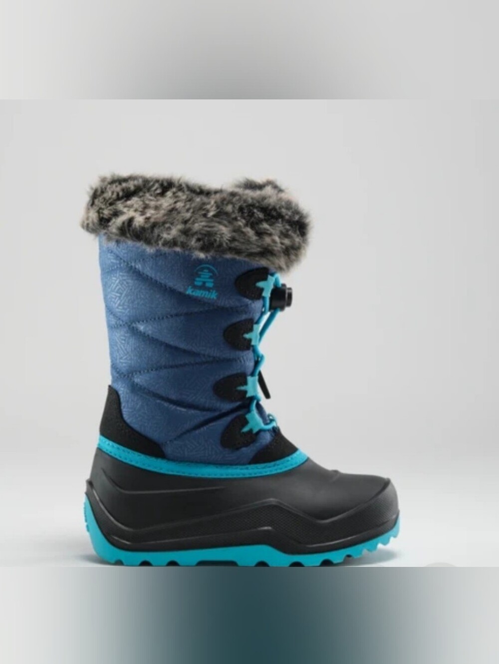 Kamik Boots Blue Faux Fur Bungee Toggle Lace